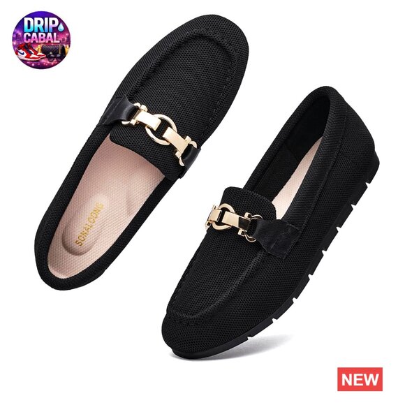 Knit Loafers with Arch Support Slip-On Flats for Work and Walking